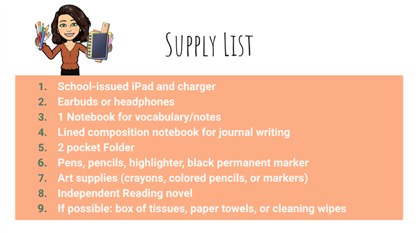 Supply List Supply List